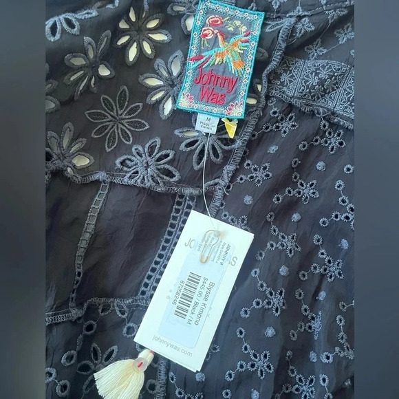 NWT Johnny Was Sanded Black Blysse Patchwork Kimono Woman Sz M Medium MSRP $445 - Picture 9 of 13